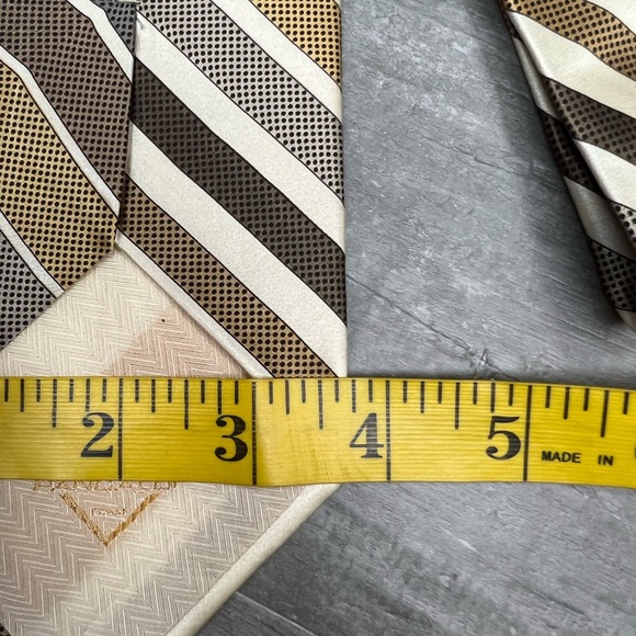 Vitaliano Pancaldi White, Grey, Gold & Taupe Stripe Tie - Picture 6 of 6